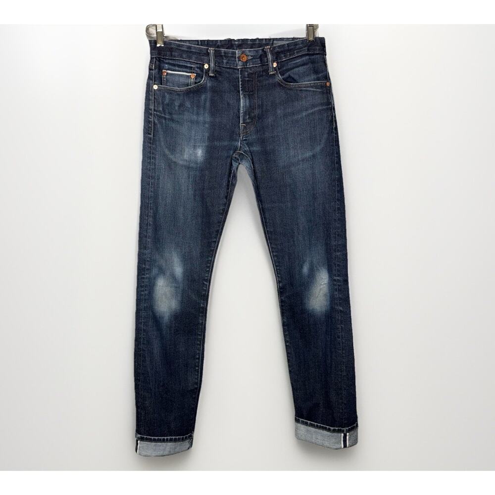 BONOBOS 31x32 Japanese Selvedge Stretch Denim Slim Zipper Blue Medium Wash Jeans